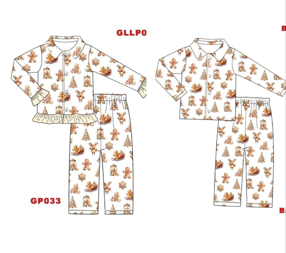 Plain kids Gingerbread Christmas pjs