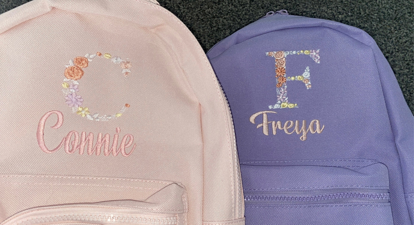 Floral Initial Backpack