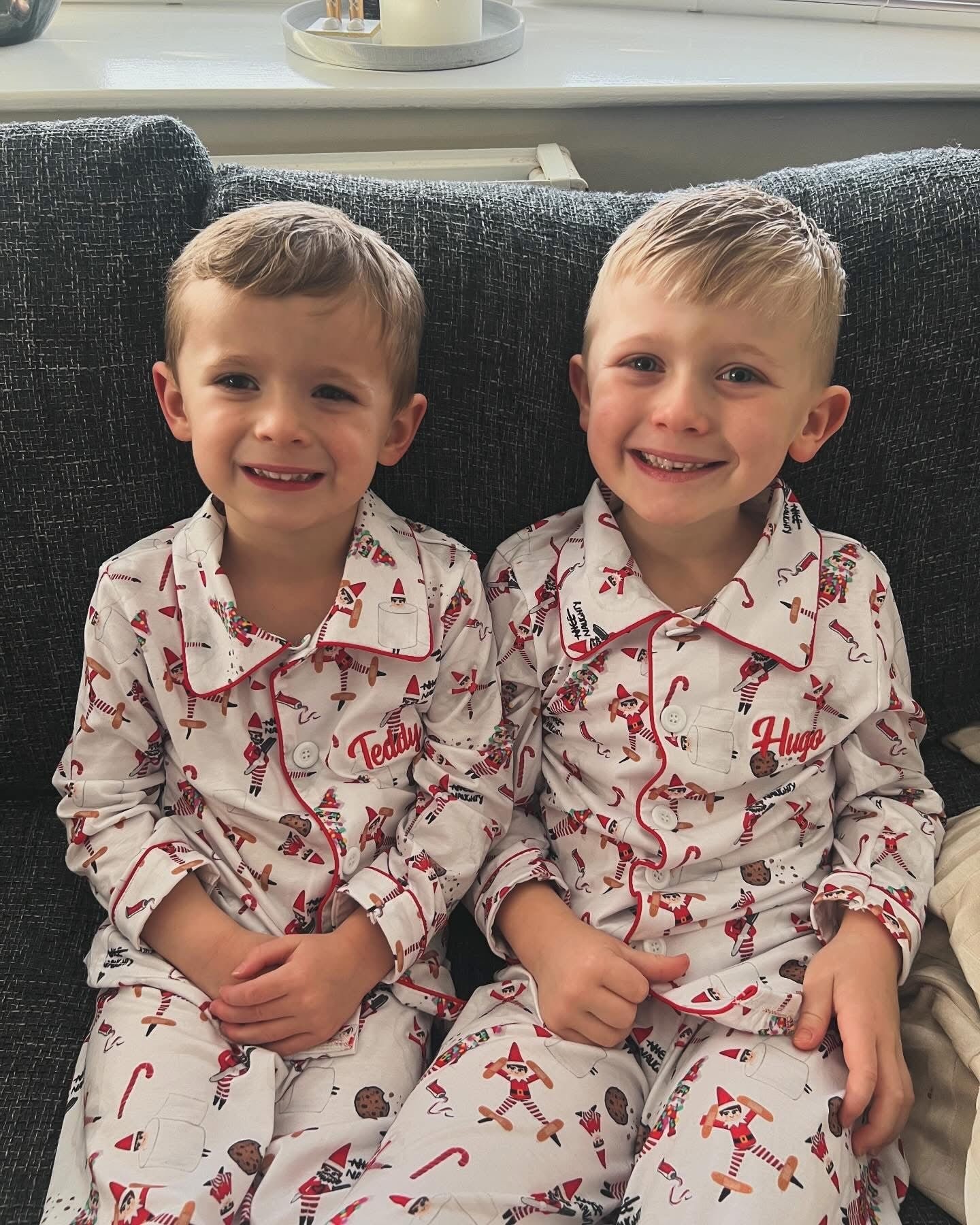 Kids Embroidered Elf Christmas pjs