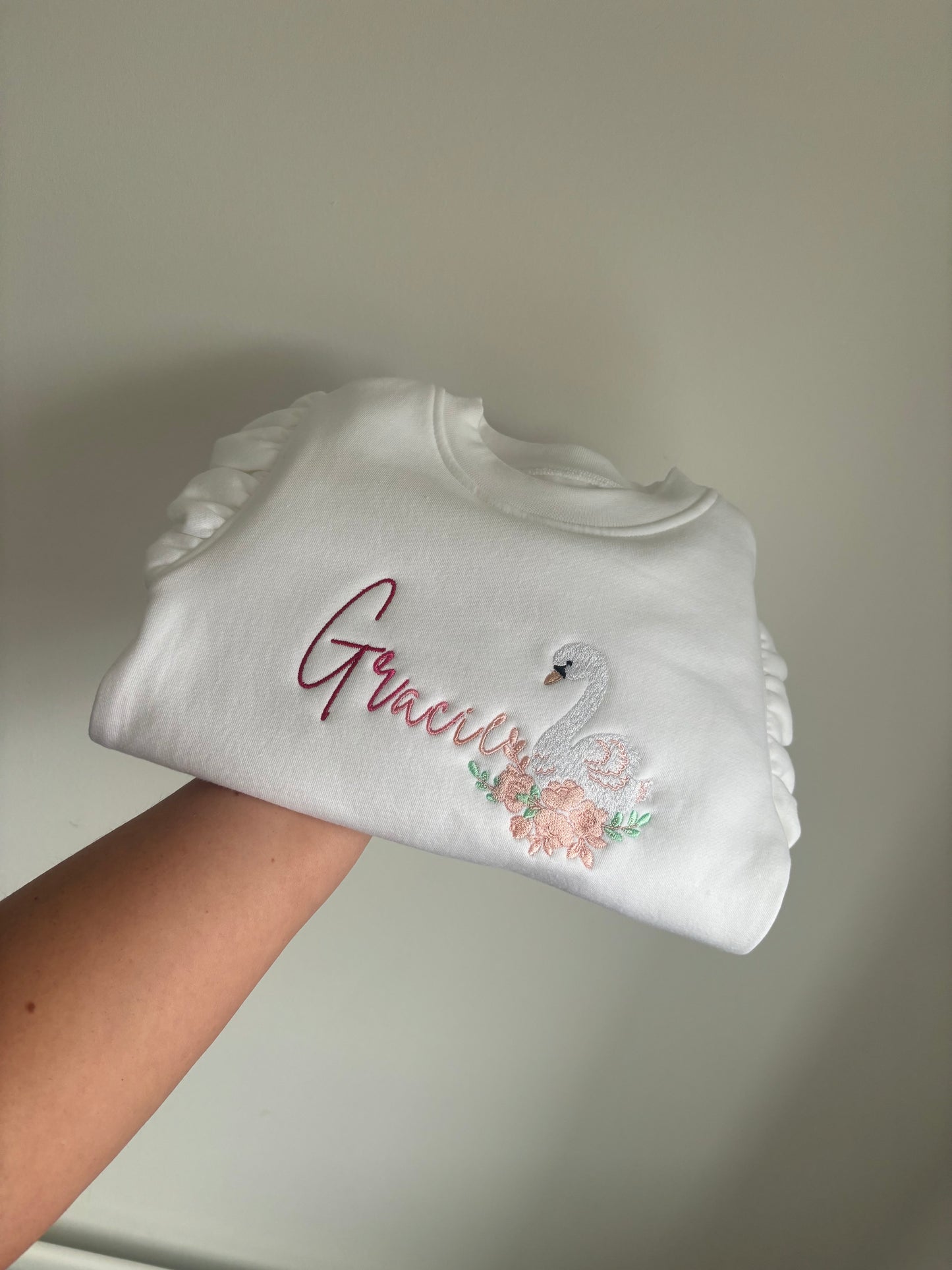 Ombré Swan Frilled Jumper