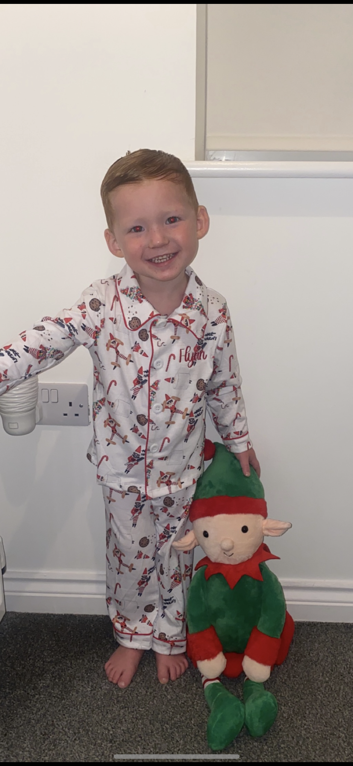 Kids Embroidered Elf Christmas pjs