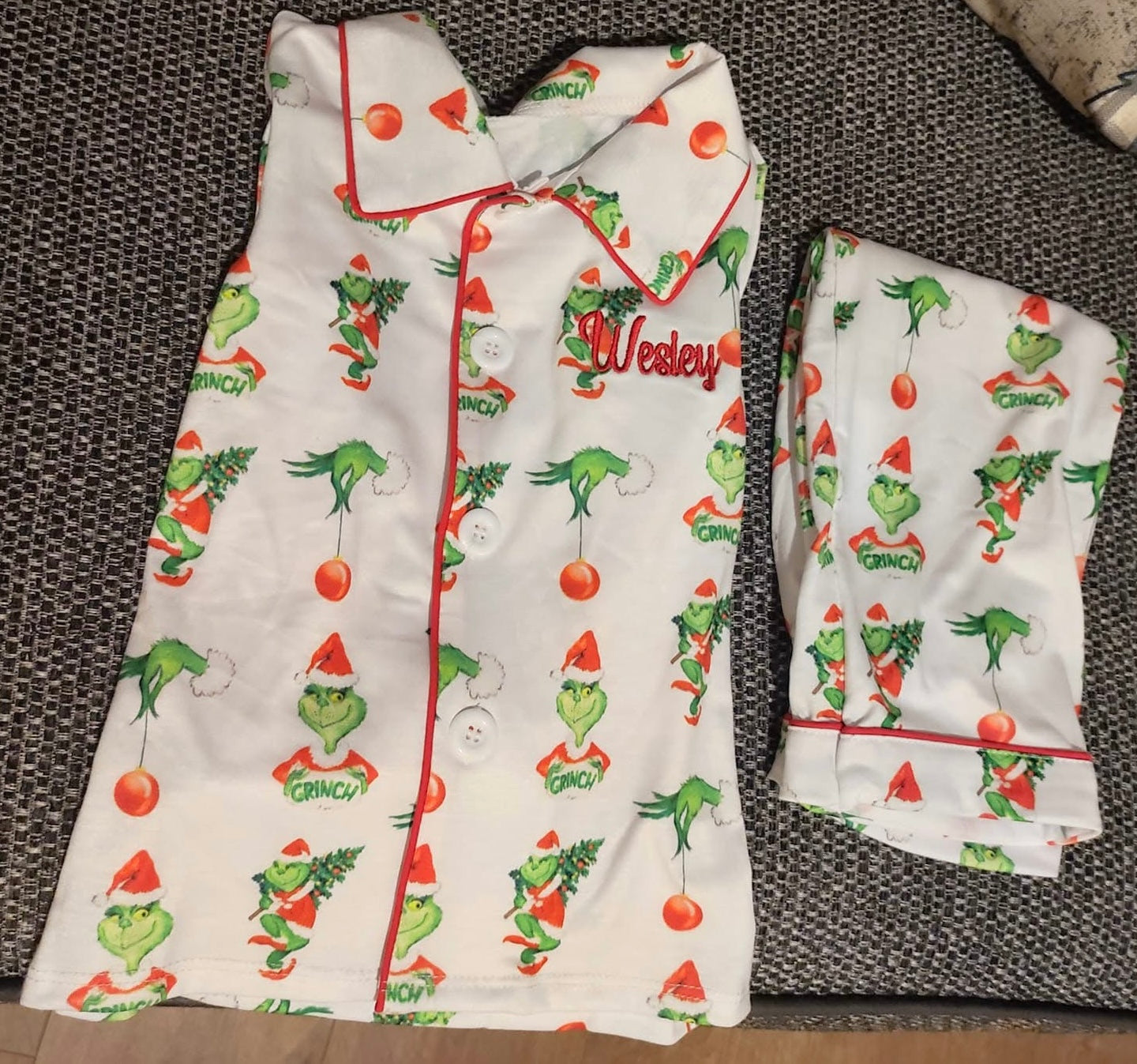 Kids Plain Grinch Christmas pjs