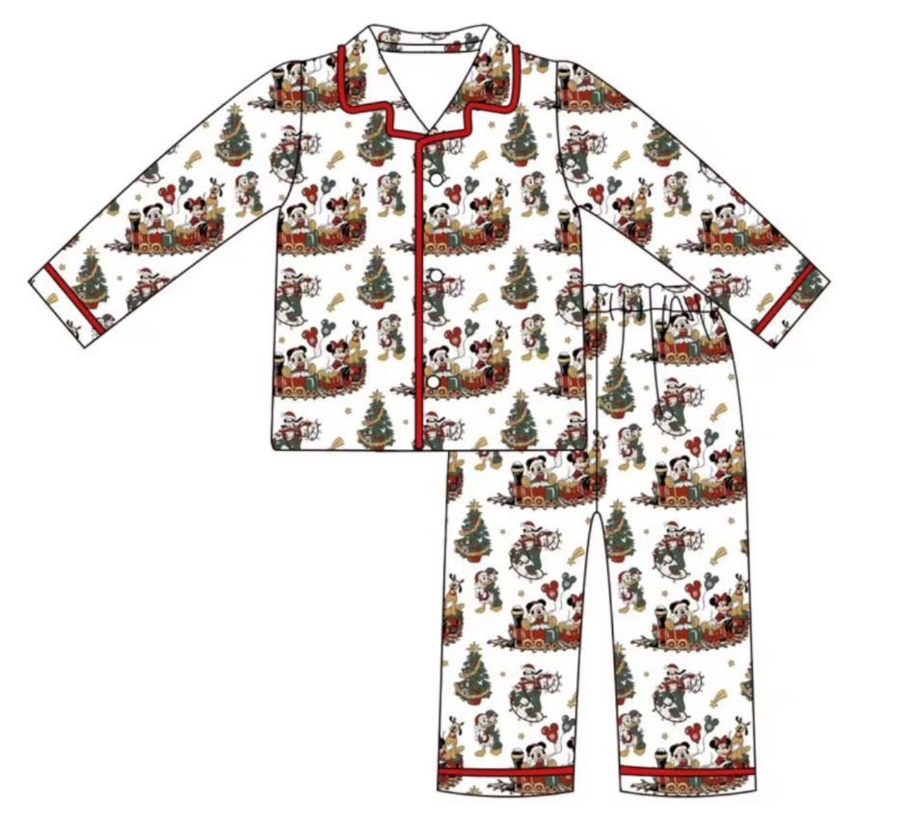Embroidered kids Minnie & Mickey Christmas pjs - PRE ORDER