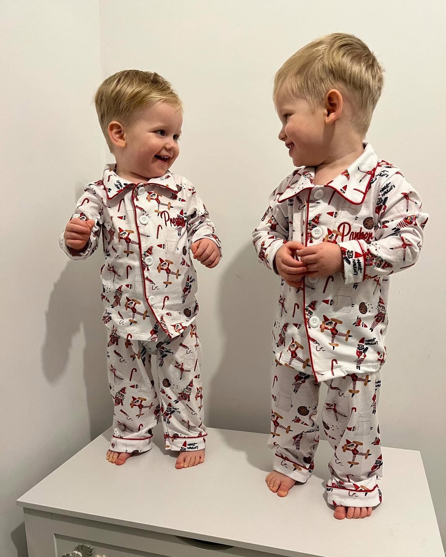 Kids Plain Elf Christmas pjs