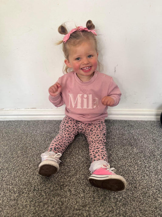 Dusty Pink Jumper with Pink Block Name
