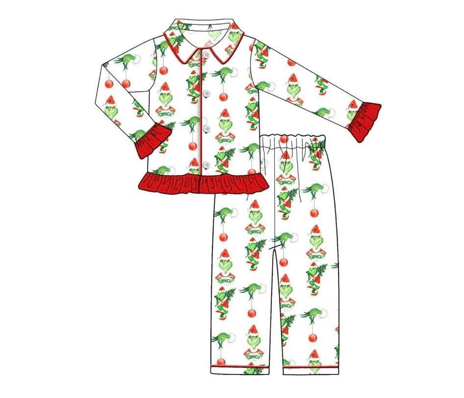 Kids Plain Grinch Christmas pjs
