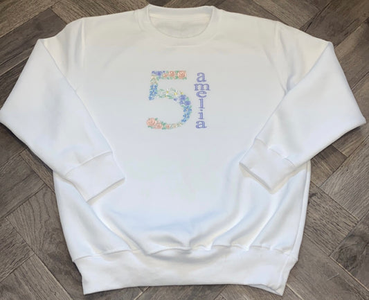 Floral Number Birthday Jumper