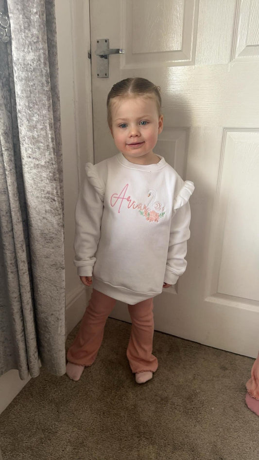 Ombré Swan Frilled Jumper