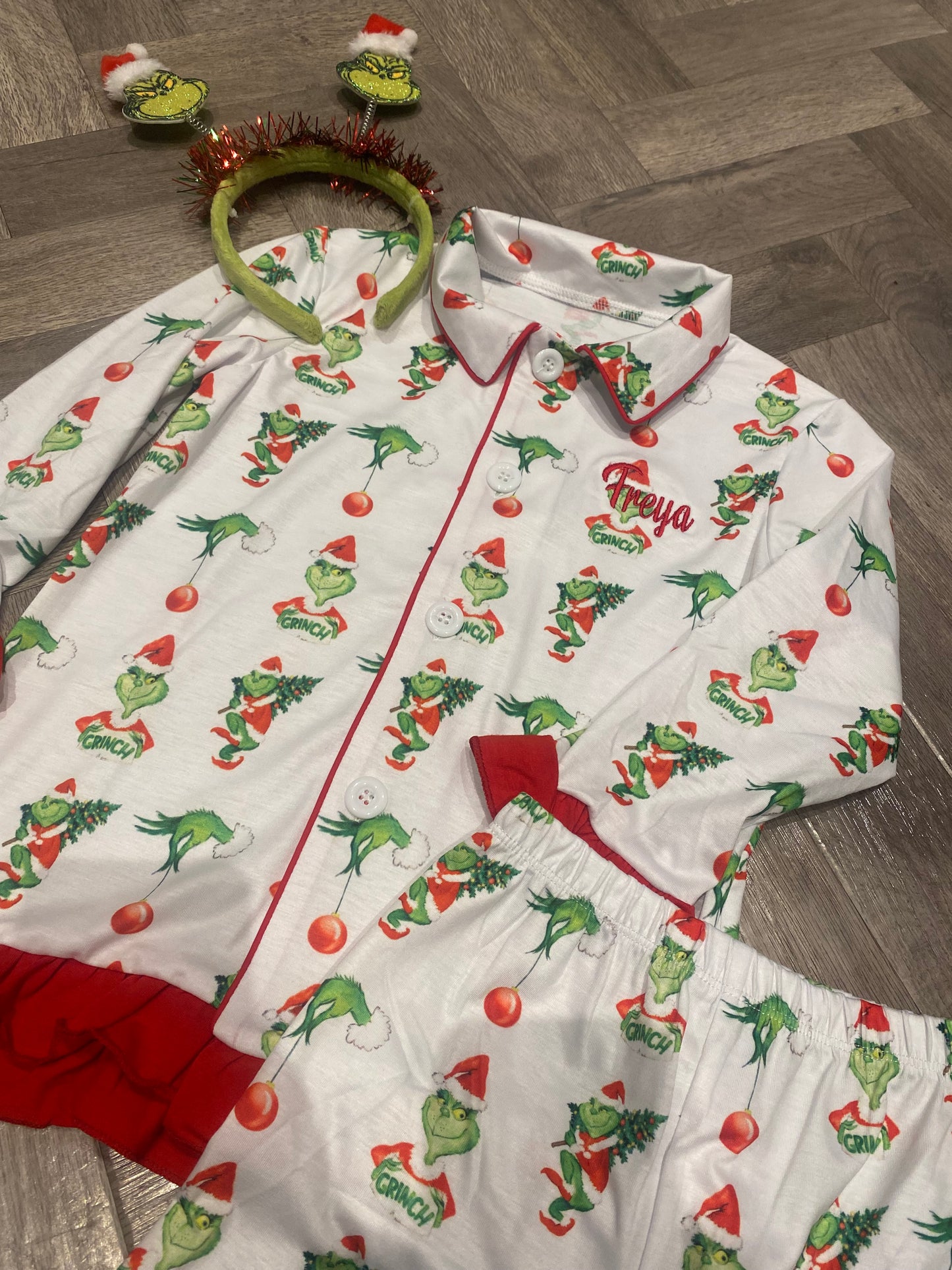 Kids Plain Grinch Christmas pjs