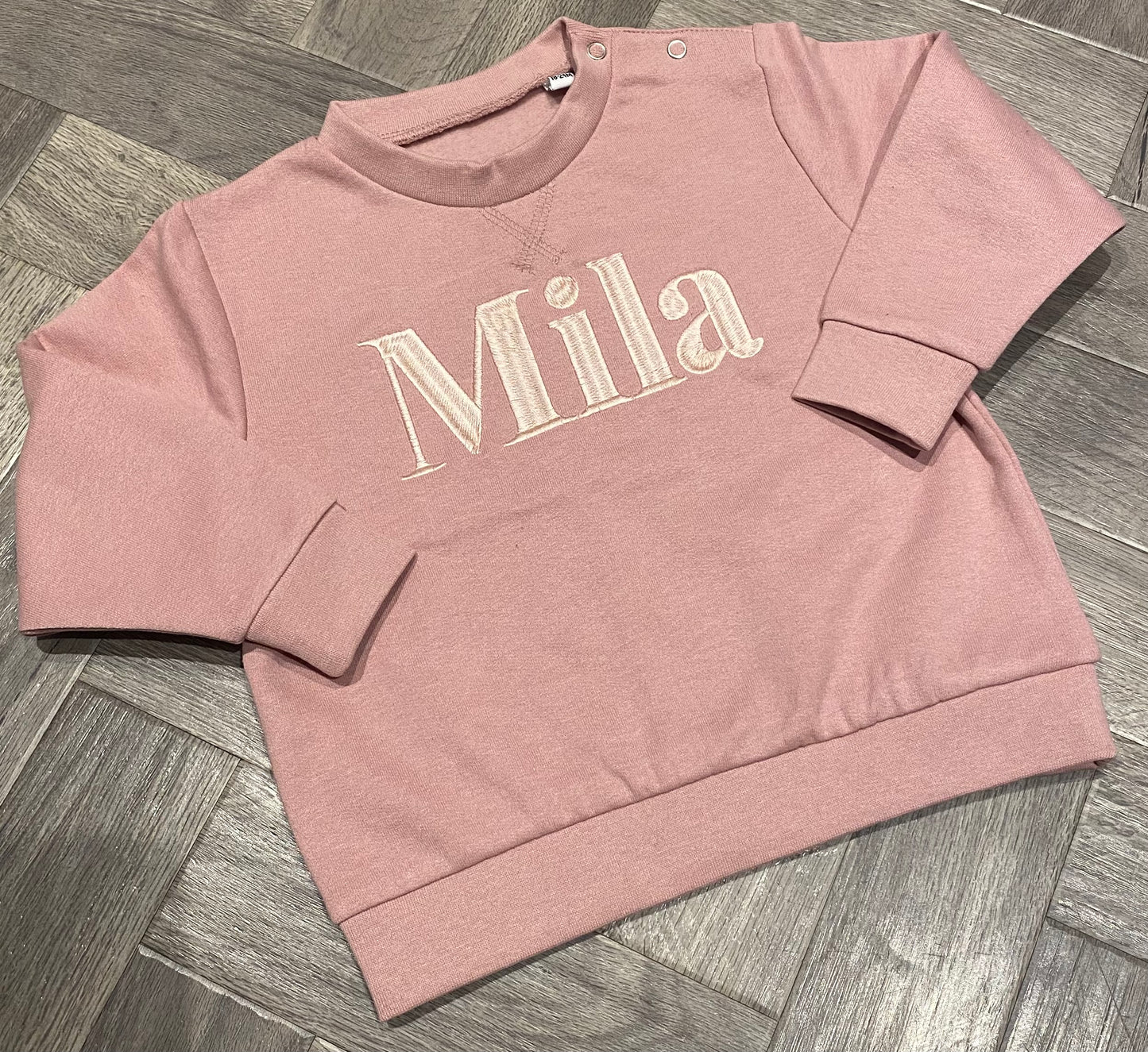 Dusty Pink Jumper with Pink Block Name