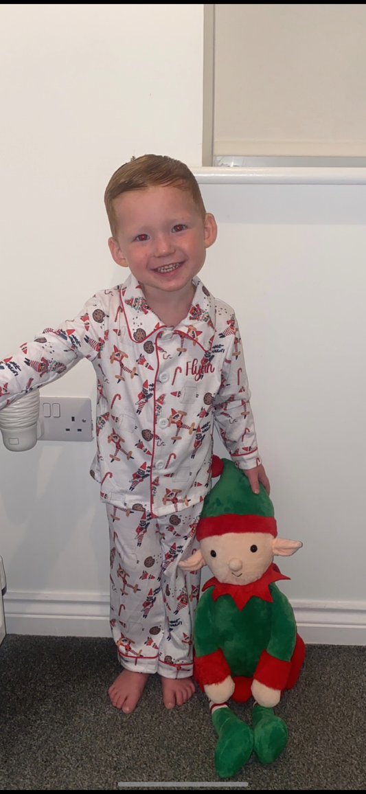 Kids Plain Elf Christmas pjs
