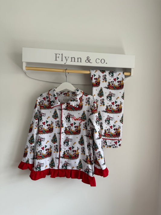 Adult Embroidered Mickey & Minnie Christmas pjs